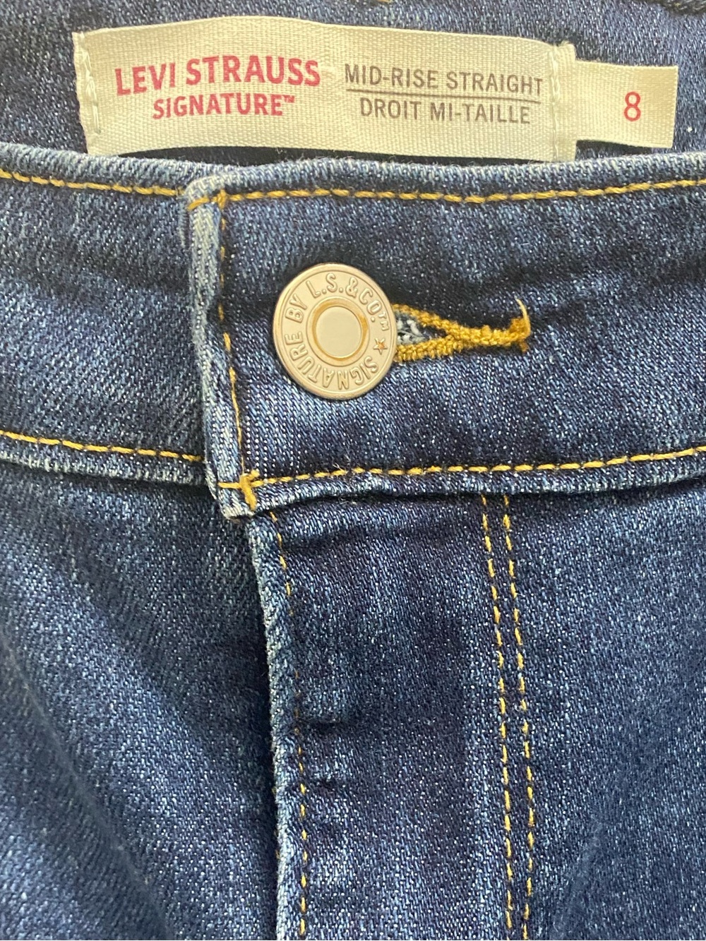 Levi Strauss Signature | Mid-Rise Straight Dark Blue Jeans - Picture 2 of 8